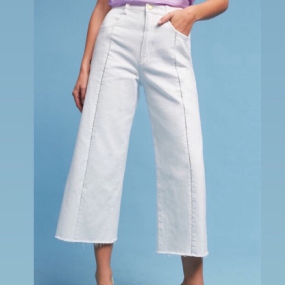 Pilcro Letterpress High Rise White Jeans